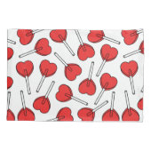 Housse D'oreillers Sucettes Rouges, Sucettes en Forme de Cœur, Motif (Dos)
