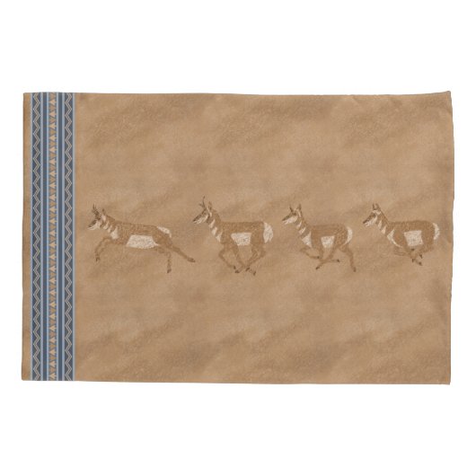 Housse D'oreillers Sud-ouest Pronghorn Antelopes Standard Bleu Fronti (Dos-gauche)