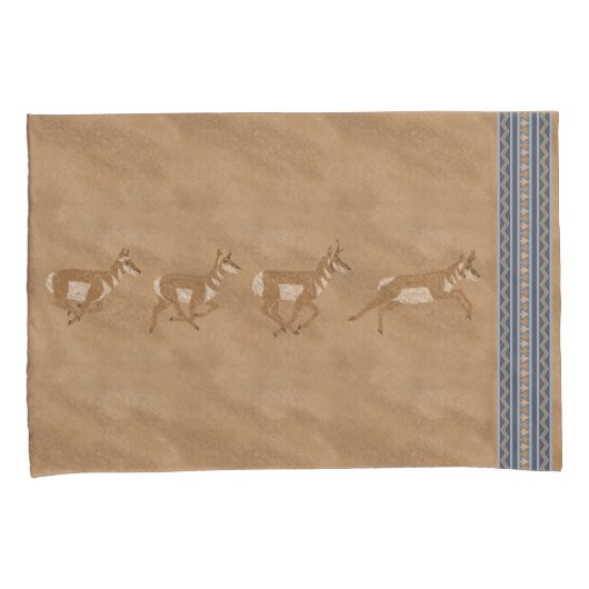 Housse D'oreillers Sud-ouest Pronghorn Antelopes Standard Bleu Fronti (devant-Droit)