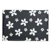 Housse D'oreillers Summer Boho Black White Daisy Flowers (Dos-gauche)