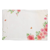 Housse D'oreillers Sunny Blush Pink Flowers Butterfly Watercolor (Dos)