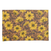 Housse D'oreillers Sunroot, tournesol sauvage en jaune et marron (devant-Droit)