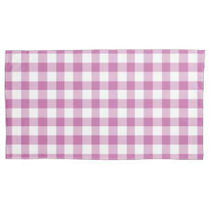 Housse D'oreillers Superbes Chèques Rose Et Blanc En vichy Motif
