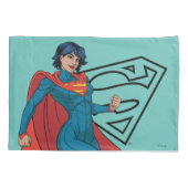 Housse D'oreillers Supergirl Hovering en costume bleu (Dos)