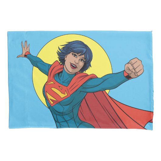 Housse D'oreillers Supergirl volant en costume bleu (devant)
