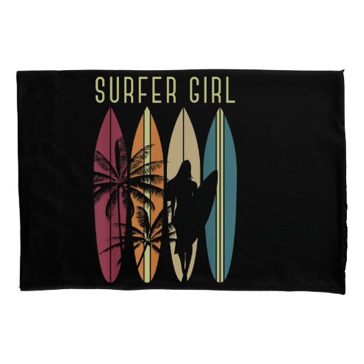 Housse D'oreillers Surfer Girl Surf Surf Femmes Filles Surf une fois (devant)