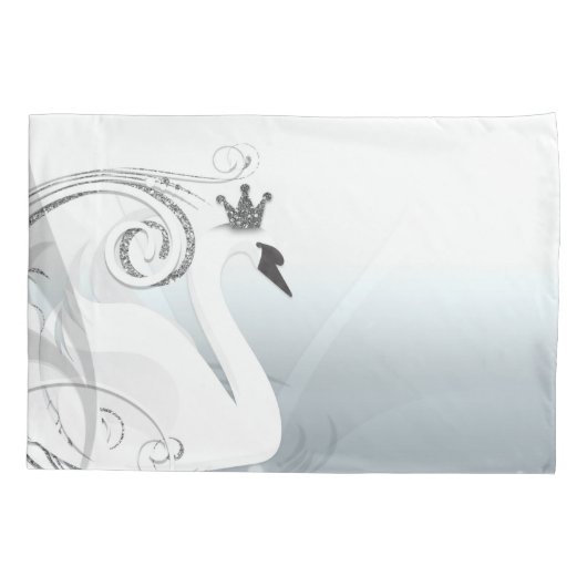 Housse D'oreillers Swan Princess Silver & White Elegant Conte Fée (Dos)