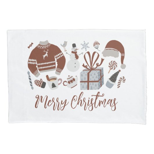 Housse D'oreillers Sweat de Noël Retro Joyeux (devant)