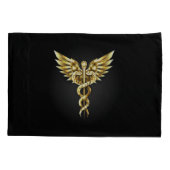 Housse D'oreillers Symbole caducee polygonal or (Dos)