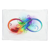 Housse D'oreillers Symbole d'infini avec plume arc-en-ciel (Dos-gauche)