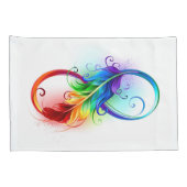Housse D'oreillers Symbole d'infini avec plume arc-en-ciel (Dos-Droit)