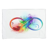 Housse D'oreillers Symbole d'infini avec plume arc-en-ciel (devant-Droit)