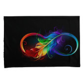 Housse D'oreillers Symbole d'infini avec plume arc-en-ciel (devant-Droit)