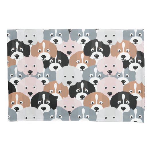 Housse D'oreillers Sympa Chiens Chiens Roses Black Illustration (devant)