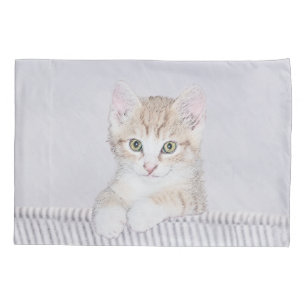 Housse D'oreillers Tabby Orange Kitten Peinture - Art Chat original
