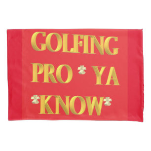 Housse D'oreillers Taches de golf conception rouge et or grand texte