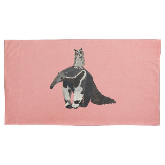HOUSSE D'OREILLERS TAMANDUA & HIBOU (devant)