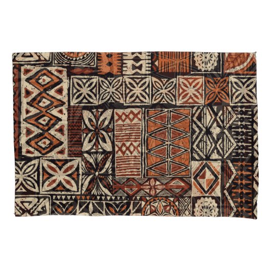 Housse D'oreillers Tapa hawaïen : Patchwork tribal (devant)