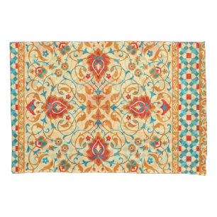 Housse D'oreillers Tapis oriental, motif fleurie ornementale.
