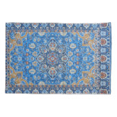 Housse D'oreillers Tapis turc oriental bleu perse antique (Dos-gauche)