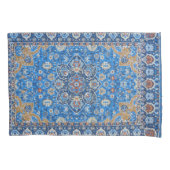 Housse D'oreillers Tapis turc oriental bleu perse antique (devant-gauche)