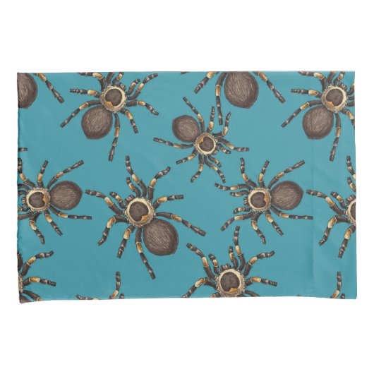 Housse D'oreillers Tarantula sur bleu (devant-Droit)