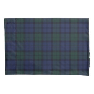 Housse D'oreillers Tartan bleu et vert de plaid