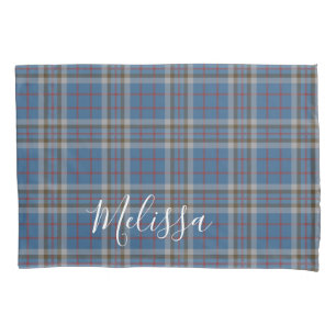 Housse D'oreillers Tartan Clan Thompson Plaid Blue Grey Check