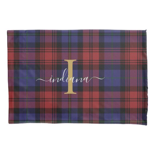 Housse D'oreillers Tartan Plaid Check Monogramme Personnalisé (devant)