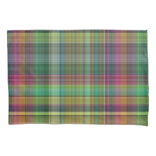 Housse D'oreillers Tartan vert rose jaune de plaid