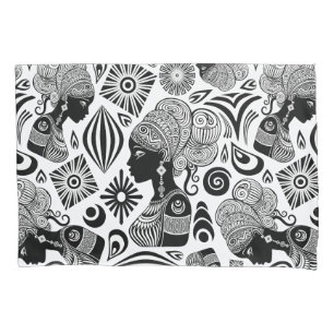 Housse D'oreillers Tatouage Tribal Portrait de Fille Africaine