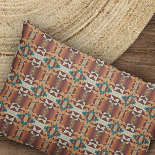 Housse D'oreillers Taupe Brown Turquoise bleu vert Motif d'art tribal