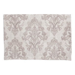 Housse D'oreillers Taupe Doux Damassé Aquarelle Floral Classique