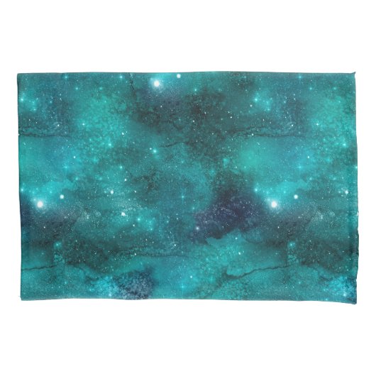 Housse D'oreillers Teal Galaxy Series Design 8 (devant-gauche)