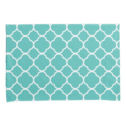 Housse D'oreillers Teal Quatrefoil Pattern (devant-Droit)