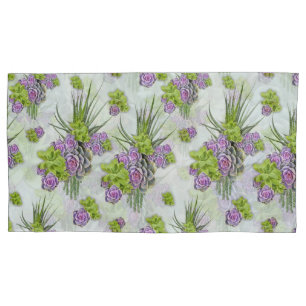 Housse D'oreillers Teintes succulentes de la mer Vert & Lavande