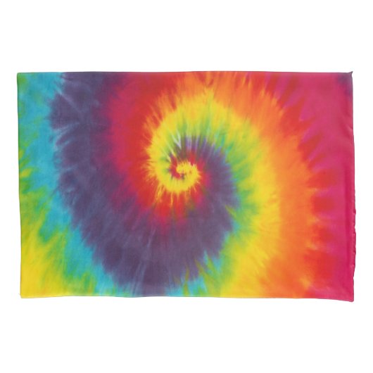 Housse D'oreillers Teinture Tie Dye Tourbillon Arc-en-Ciel Couleurs F (devant)