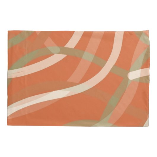 Housse D'oreillers Terracotta Linework Pattern | Cream & Olive (Dos)