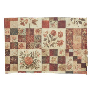 Housse D'oreillers Terracotta Patchwork Quilt Rustic Farmhouse