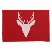 Housse D'oreillers Tête de cerf blanc Silhouette sur rouge (devant-Droit)