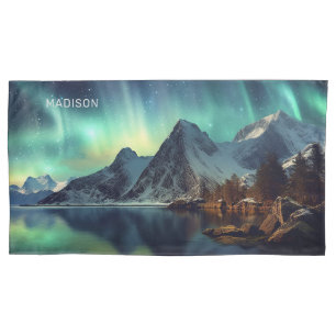 Housse D'oreillers Texte personnalisé Aurora Borealis