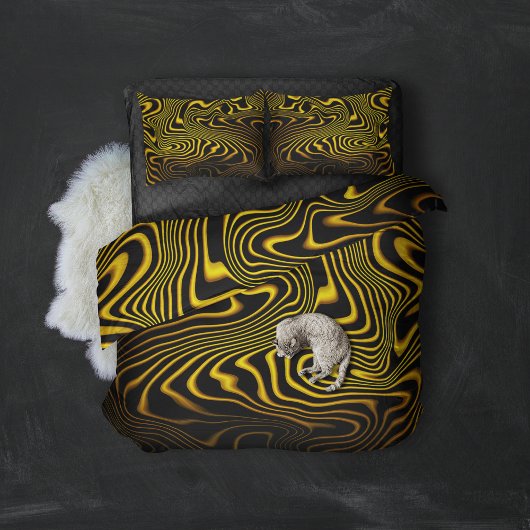 Housse D'oreillers Texture de tourbillons noir jaune or