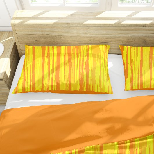 Housse D'oreillers Texture En Bois Abstrait Orange Et Jaune