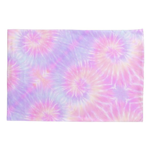 Housse D'oreillers Tiedye Pastel Rainbow Spirale Hippie Tie Dye (Dos)