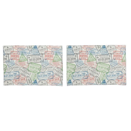 Housse D'oreillers Timbres Visa de voyage (devant-Set)