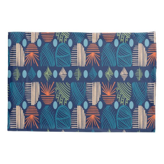 Housse D'oreillers Tissu de moisissure tribale des Caraïbes : bleu fe (Dos)