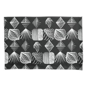 Housse D'oreillers Tissu Tribal des Caraïbes en gras - noir et blanc,