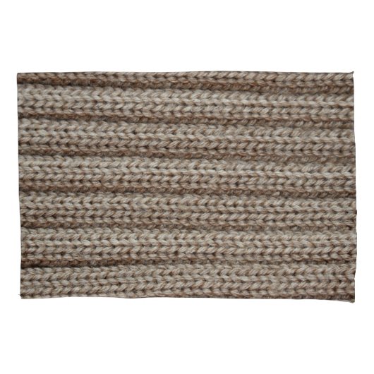Housse D'oreillers Tissu tricoté clair, texture brune. (devant)