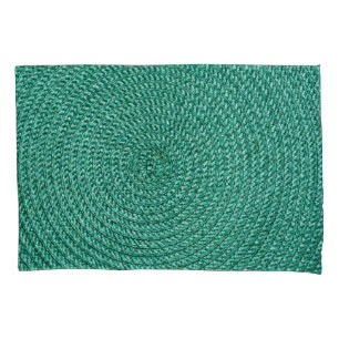 Housse D'oreillers Tissu vert tressé artificiel.