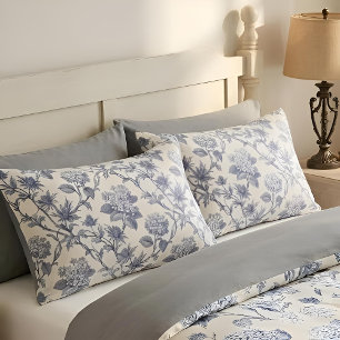 Housse D'oreillers Toile Botanique Hortensia & Hollyhock